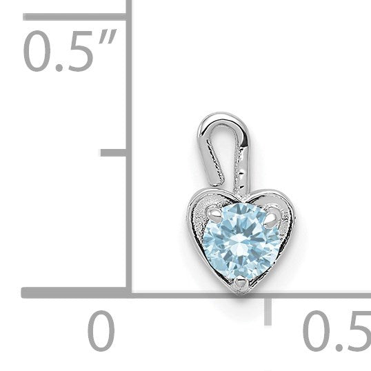14k White Gold March Synthetic Birthstone Heart Charm