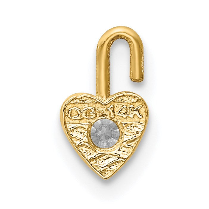 14ky April Synthetic Birthstone Heart Charm
