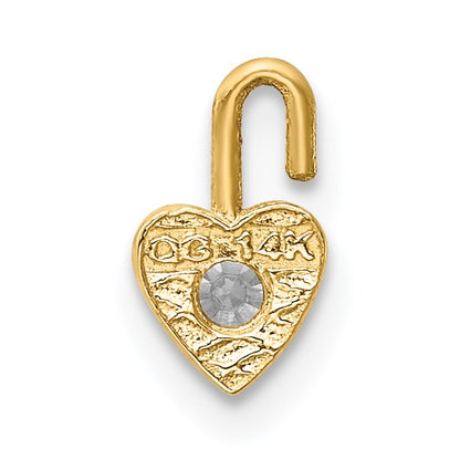14ky April Synthetic Birthstone Heart Charm