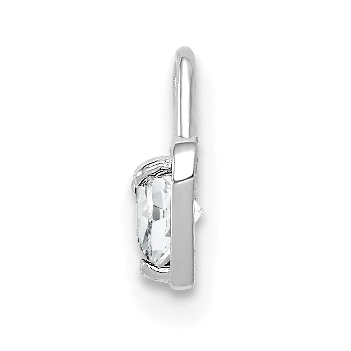 14k White Gold April Synthetic Birthstone Heart Charm