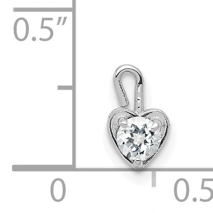 14k White Gold April Synthetic Birthstone Heart Charm