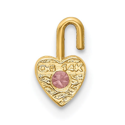 14ky October Synthetic Birthstone Heart Charm