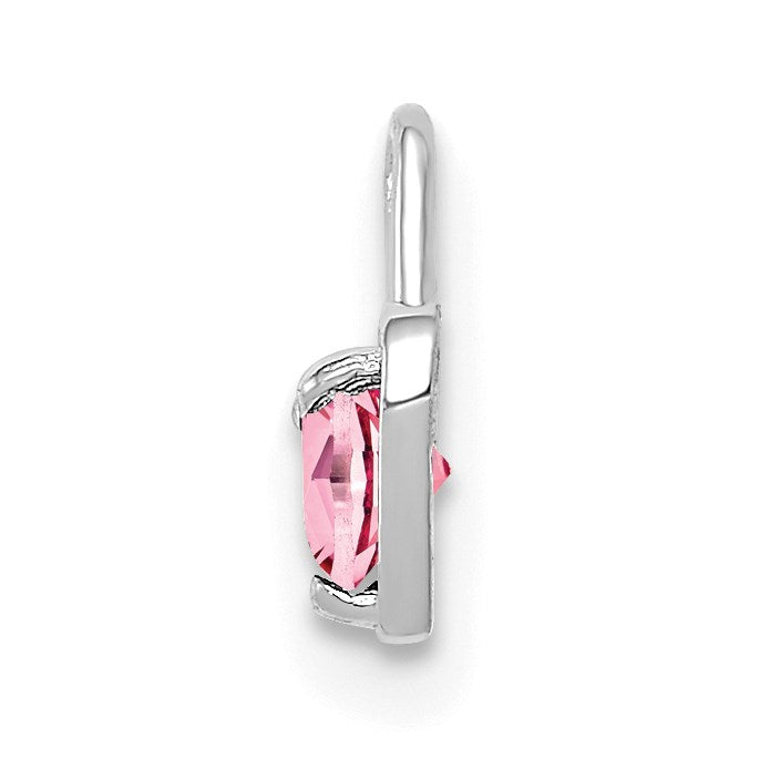 14k White Gold October Synthetic Birthstone Heart Charm