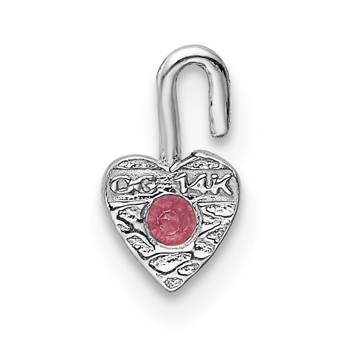 14k White Gold October Synthetic Birthstone Heart Charm