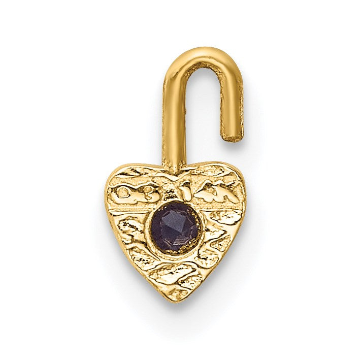 14ky June Synthetic Birthstone Heart Charm