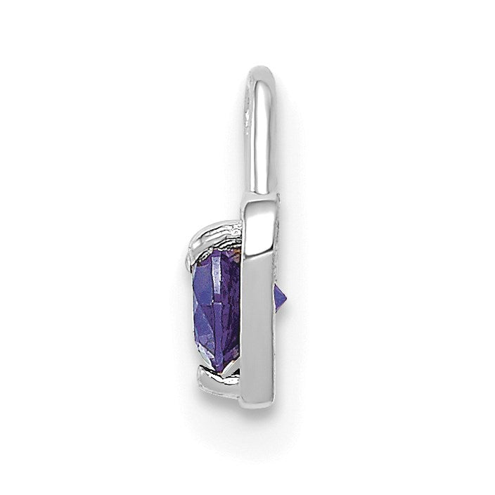 14k White Gold June Synthetic Birthstone Heart Charm