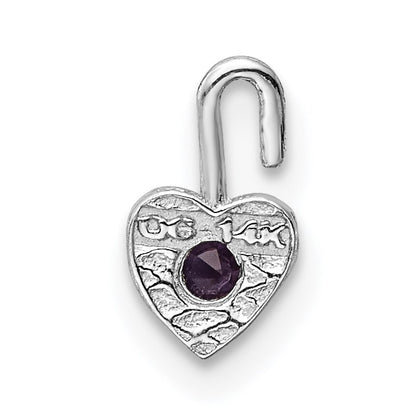 14k White Gold June Synthetic Birthstone Heart Charm