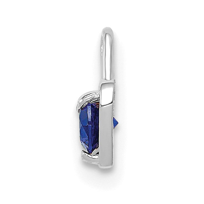 14k White Gold September Synthetic Birthstone Heart Charm