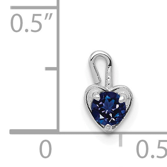 14k White Gold September Synthetic Birthstone Heart Charm