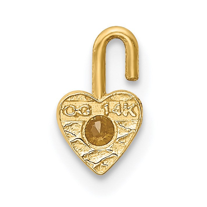 14ky November Synthetic Birthstone Heart Charm