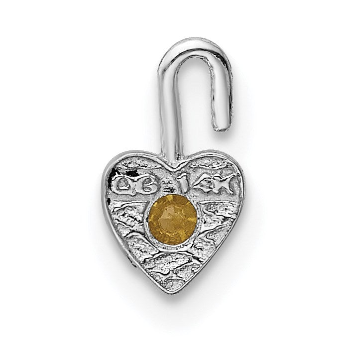 14k White Gold November Synthetic Birthstone Heart Charm