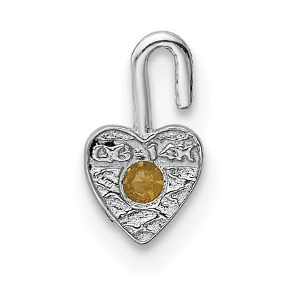 14k White Gold November Synthetic Birthstone Heart Charm