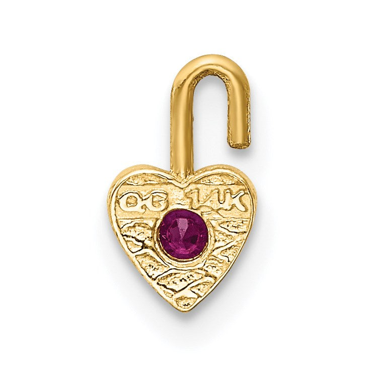 14ky July Synthetic Birthstone Heart Charm