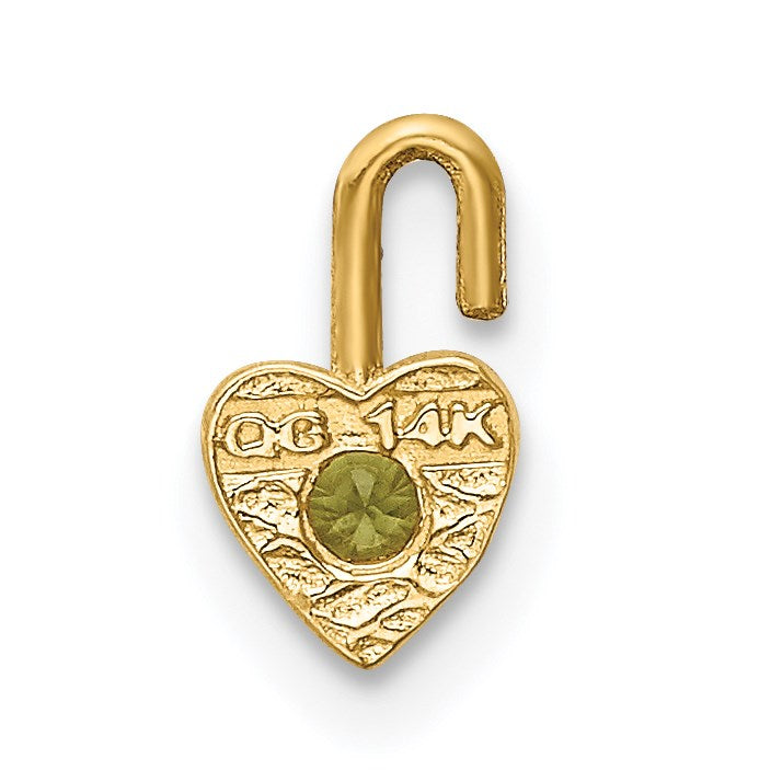 14ky August Synthetic Birthstone Heart Charm