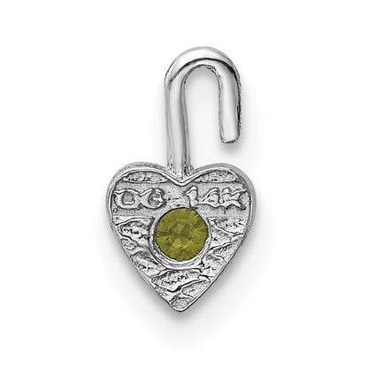 14k White Gold August Synthetic Birthstone Heart Charm