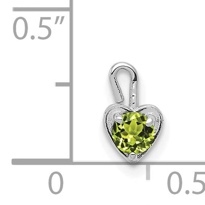 14k White Gold August Synthetic Birthstone Heart Charm
