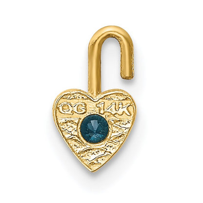14ky December Synthetic Birthstone Heart Charm