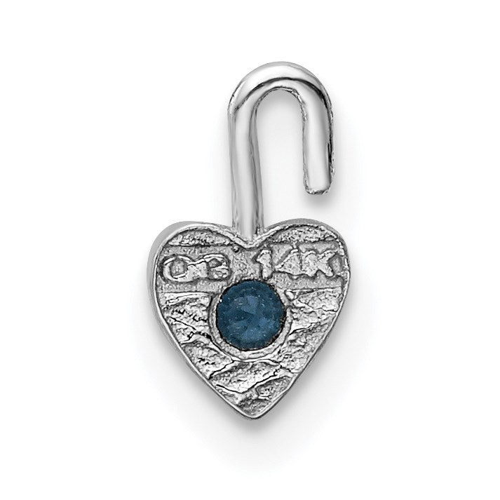 14k White Gold December Synthetic Birthstone Heart Charm