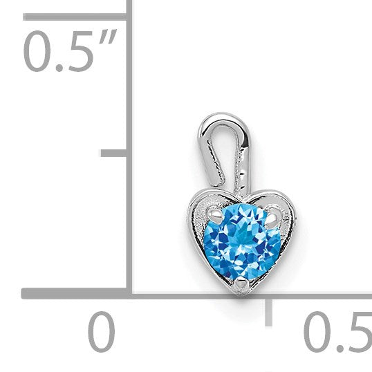 14k White Gold December Synthetic Birthstone Heart Charm