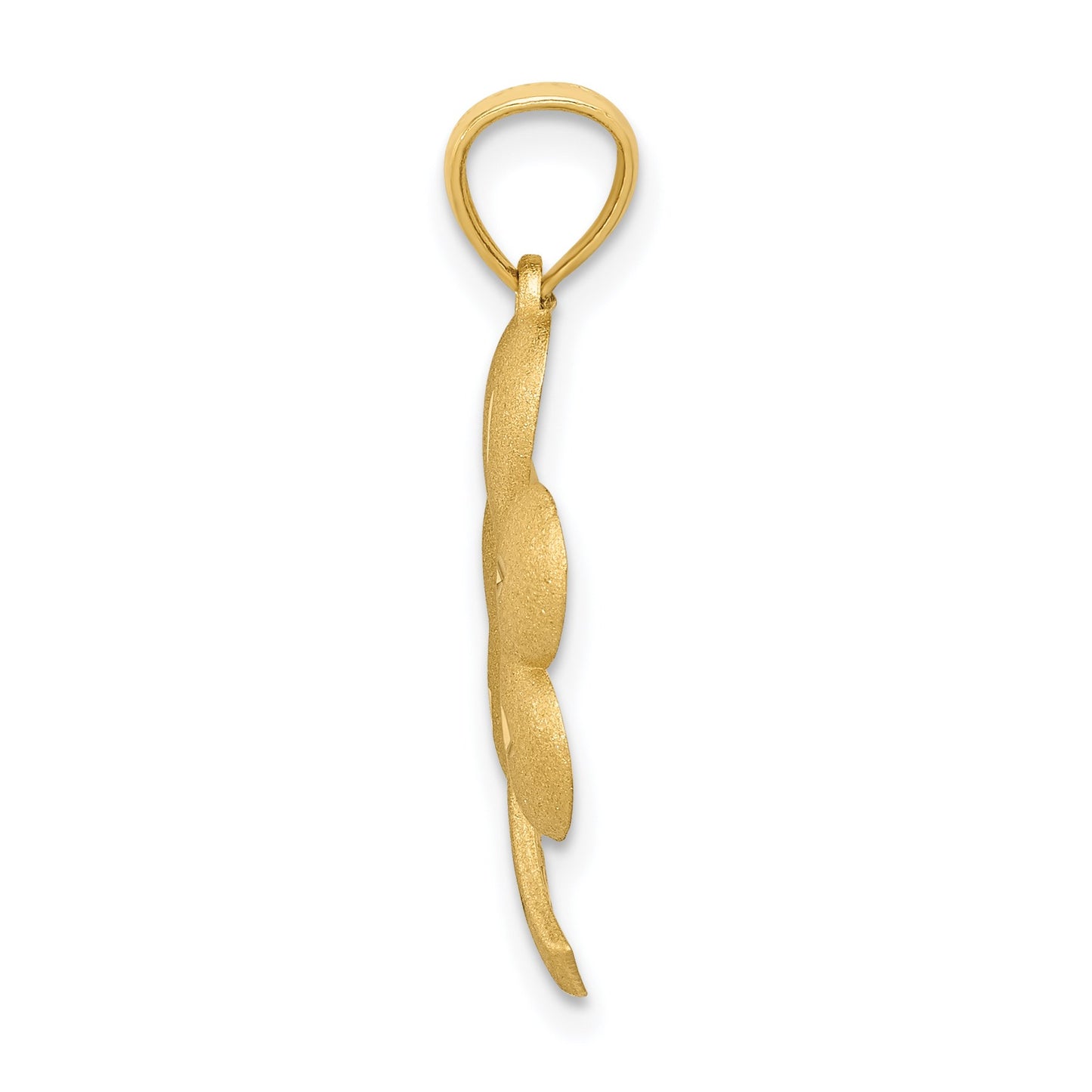 14k Brushed Diamond-cut Shamrock Pendant