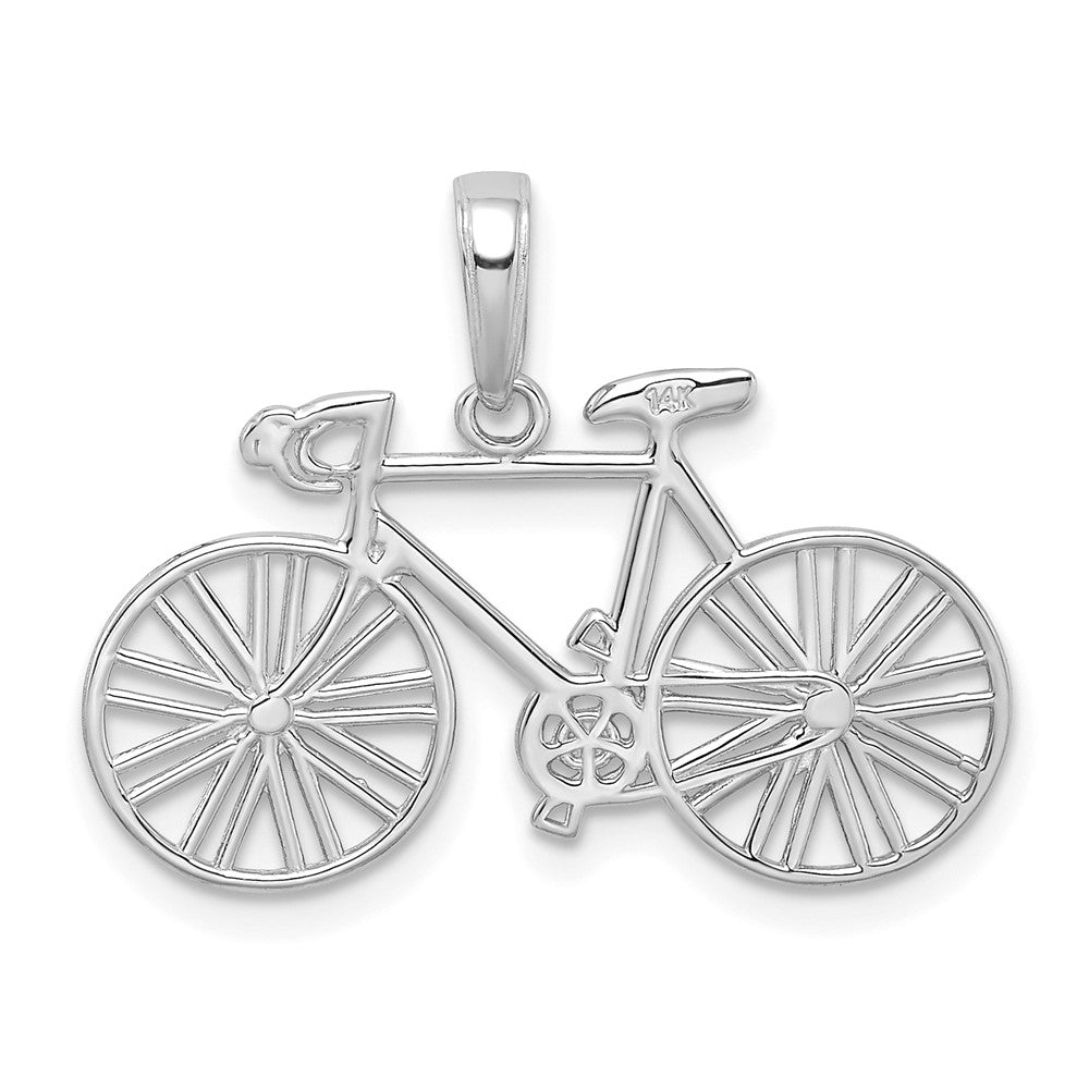 14K White Gold Polished Bicycle Charm