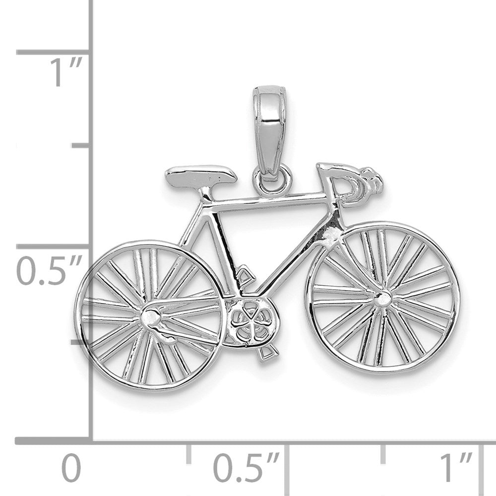 14K White Gold Polished Bicycle Charm