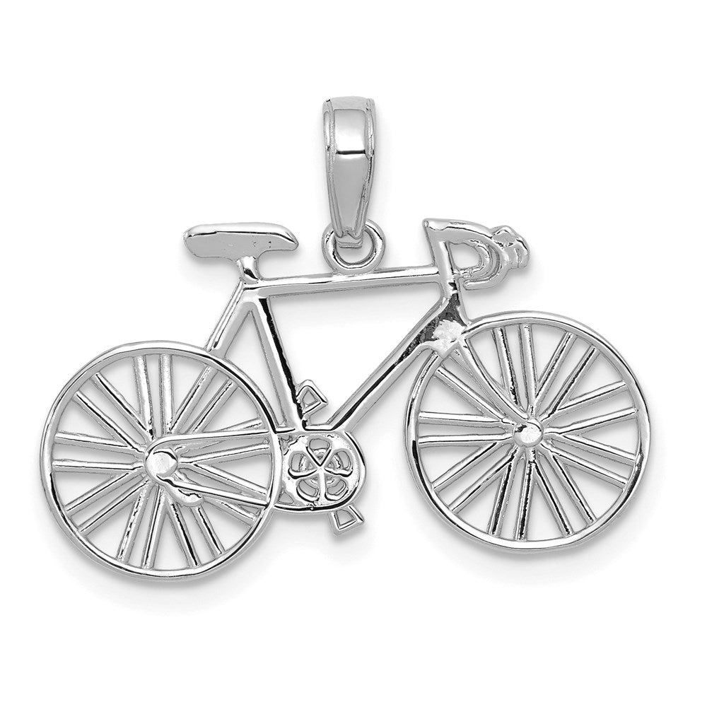 14K White Gold Polished Bicycle Charm