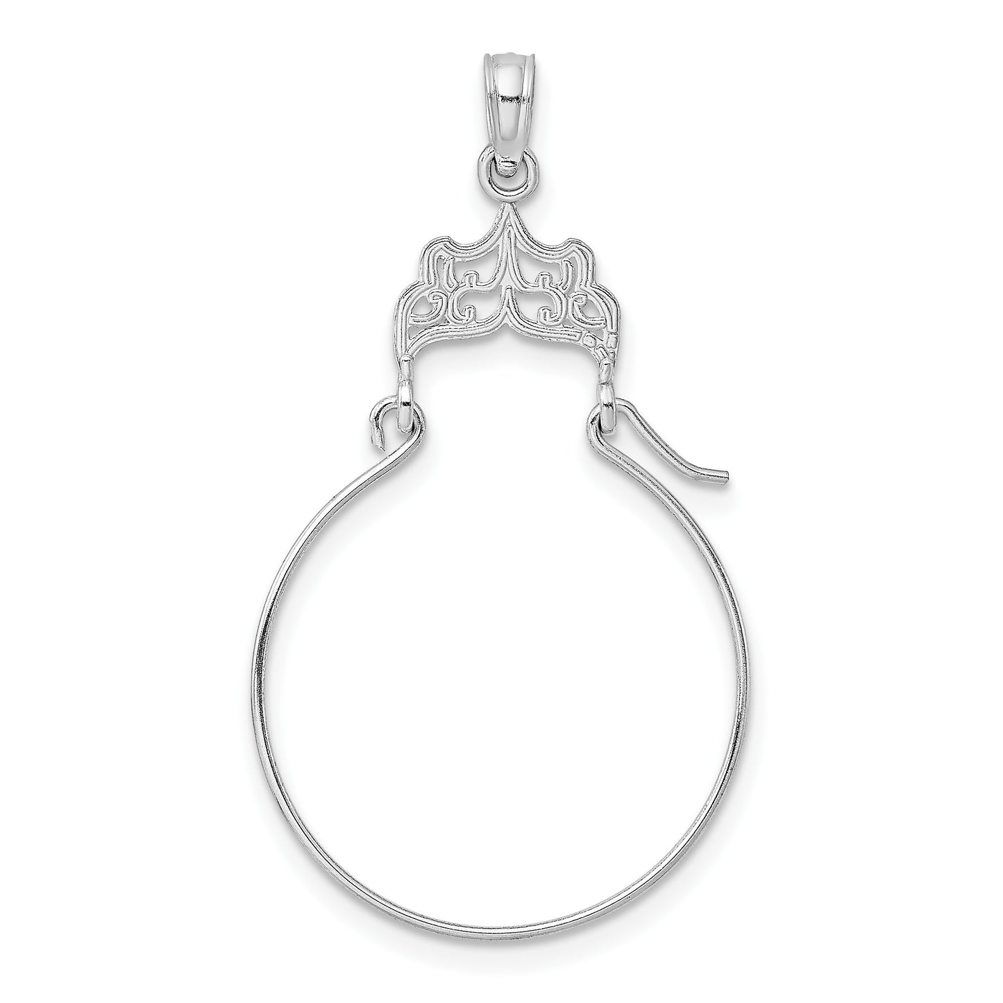 14k White Gold Filigree Charm Holder Pendant