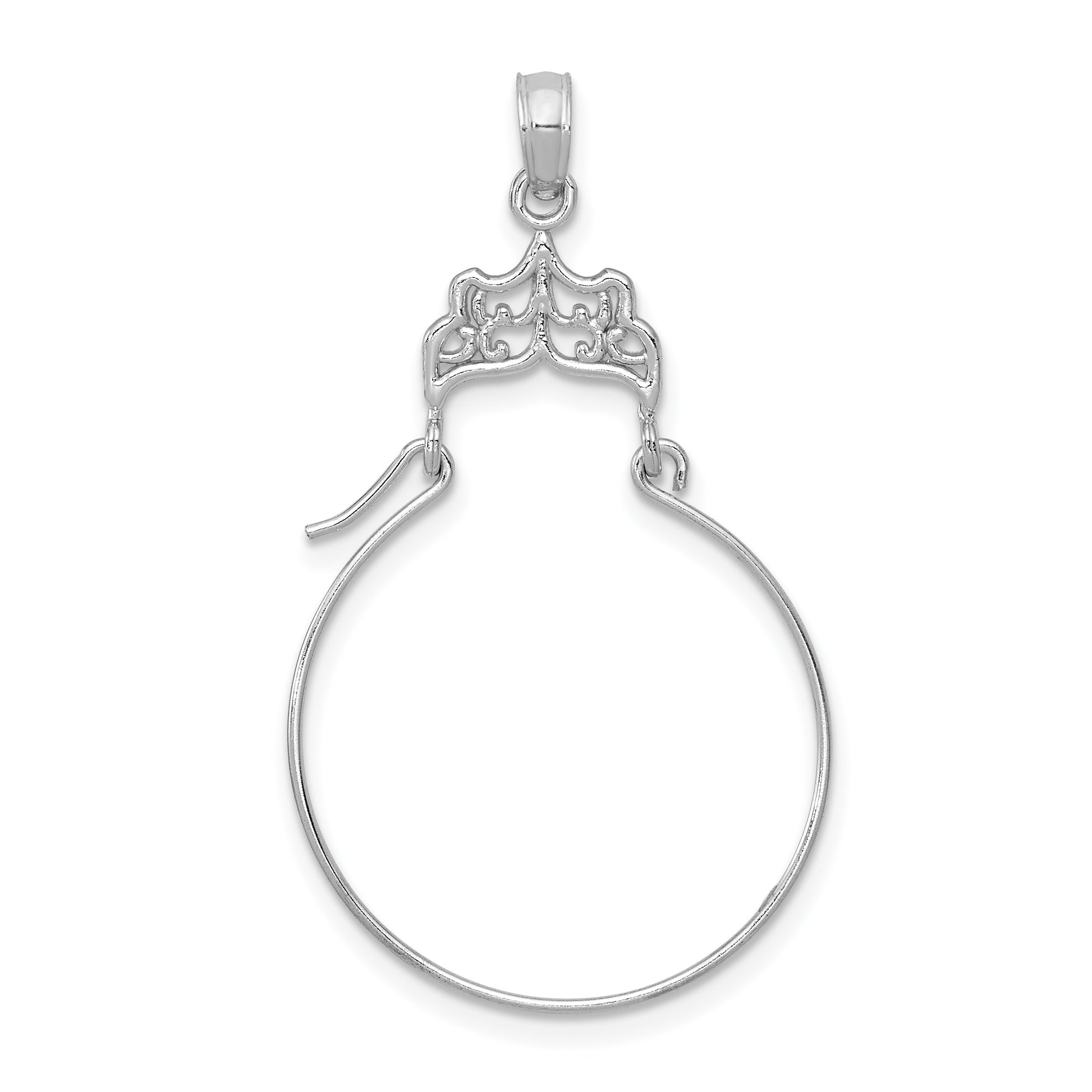 14k White Gold Filigree Charm Holder Pendant