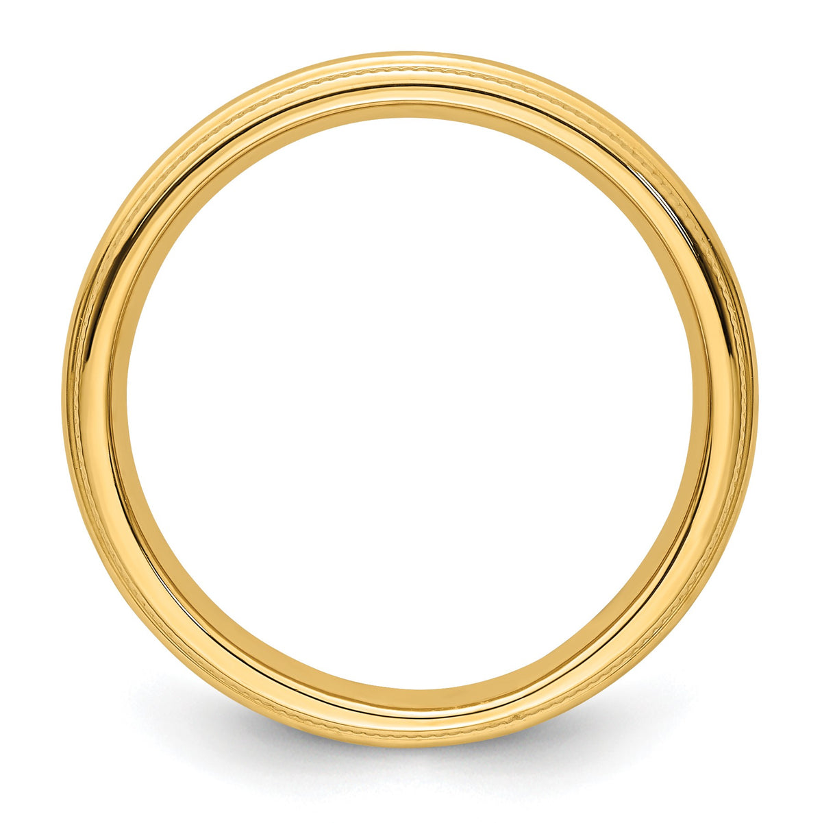 14k Yellow Gold 3mm Milgrain Half Round Comfort Fit Wedding Band Size 6