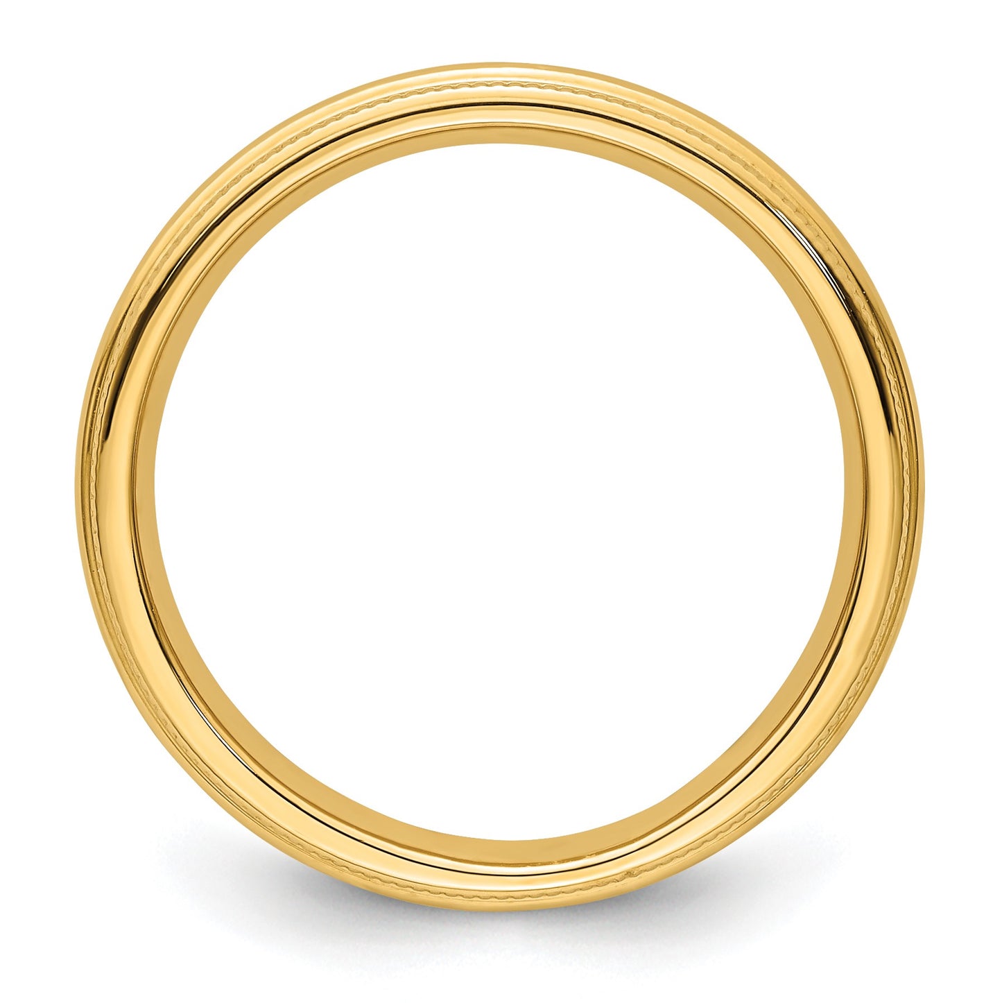 14k Yellow Gold 3mm Milgrain Half Round Comfort Fit Wedding Band Size 8