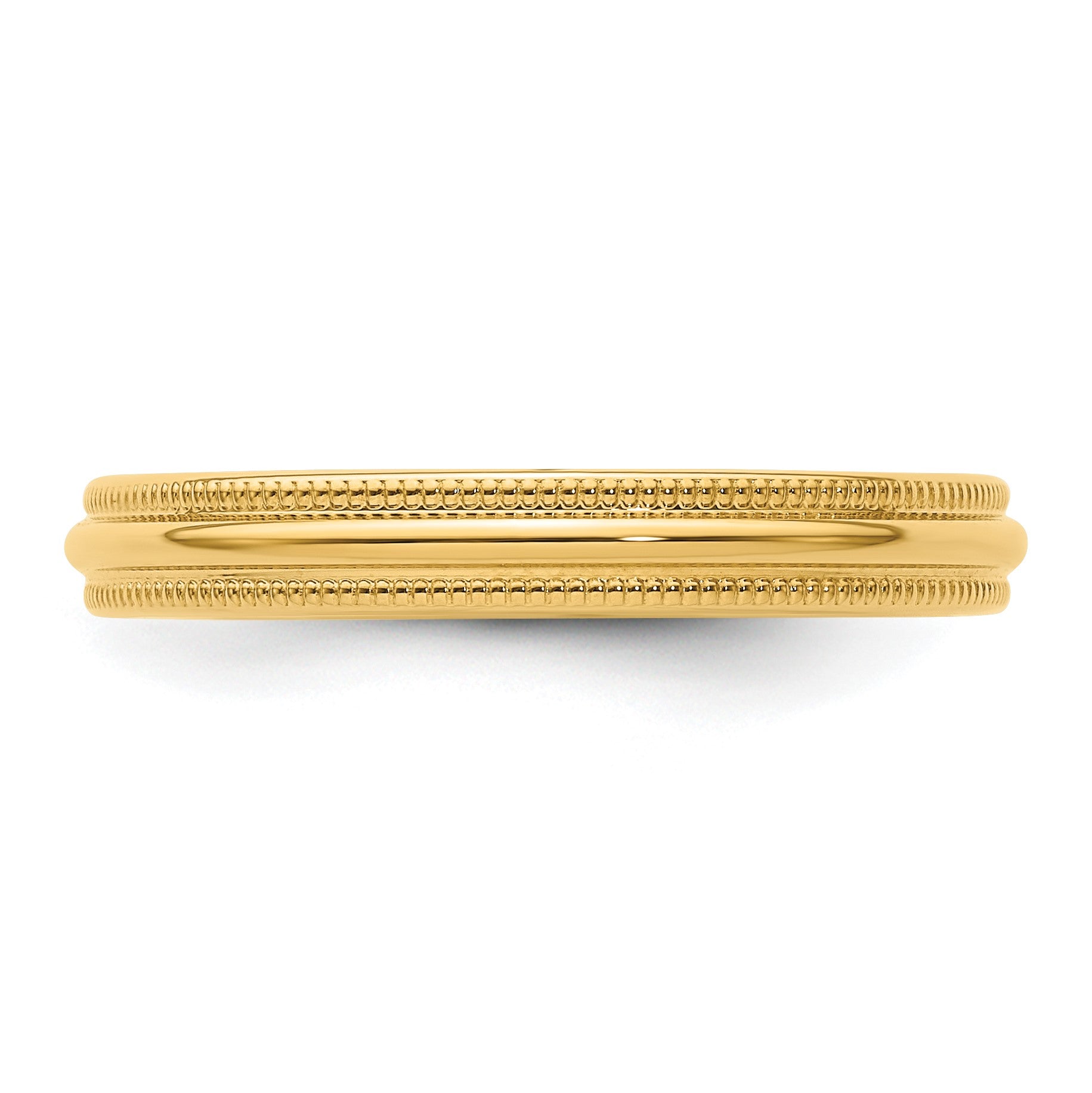 14k Yellow Gold 3mm Milgrain Half Round Comfort Fit Wedding Band Size 5