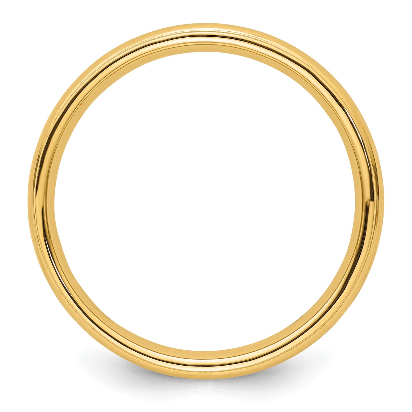 14k Yellow Gold 4mm Milgrain Half Round Comfort Fit Wedding Band Size 7