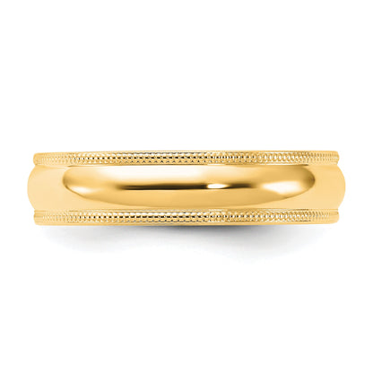 14k Yellow Gold 5mm Milgrain Half Round Comfort Fit Wedding Band Size 4.5