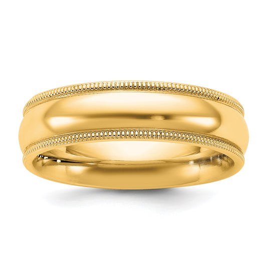 14KY 5.5mm Milgrain Comfort Fit Band Size 6