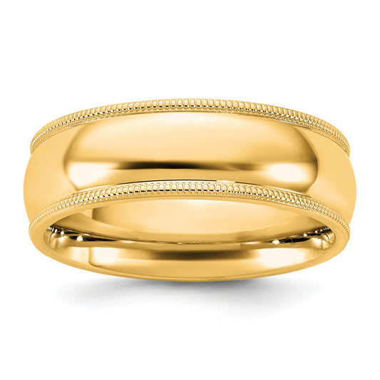 14KY 6.5mm Milgrain Comfort Fit Band Size 7