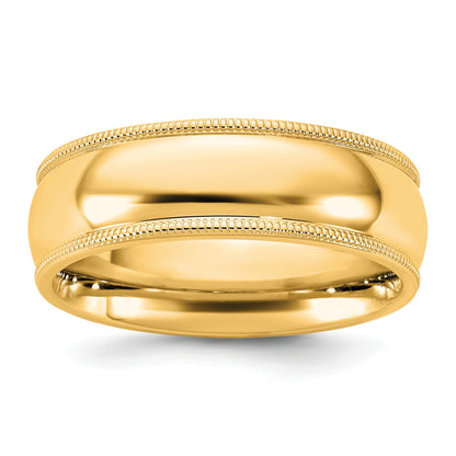 14KY 6.5mm Milgrain Comfort Fit Band Size 9