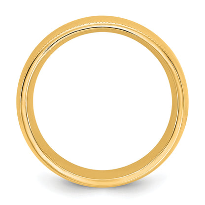 14KY 7mm Milgrain Comfort Fit Band Size 12
