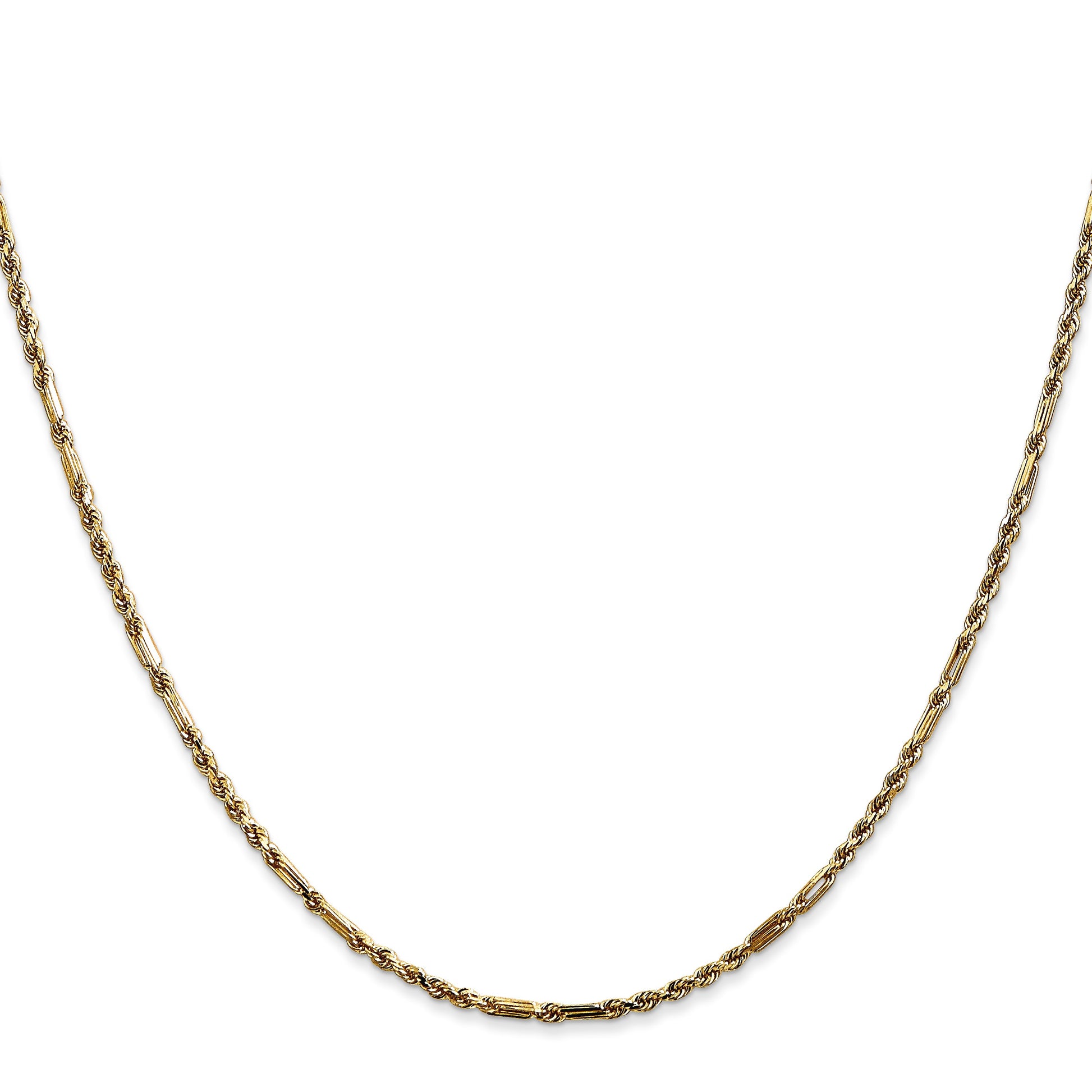 14K 16 inch  1.8mm Diamond-cut Milano Rope with Lobster Clasp Chain