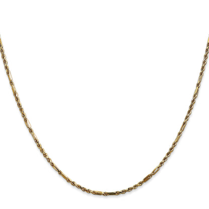14K 16 inch  1.8mm Diamond-cut Milano Rope with Lobster Clasp Chain