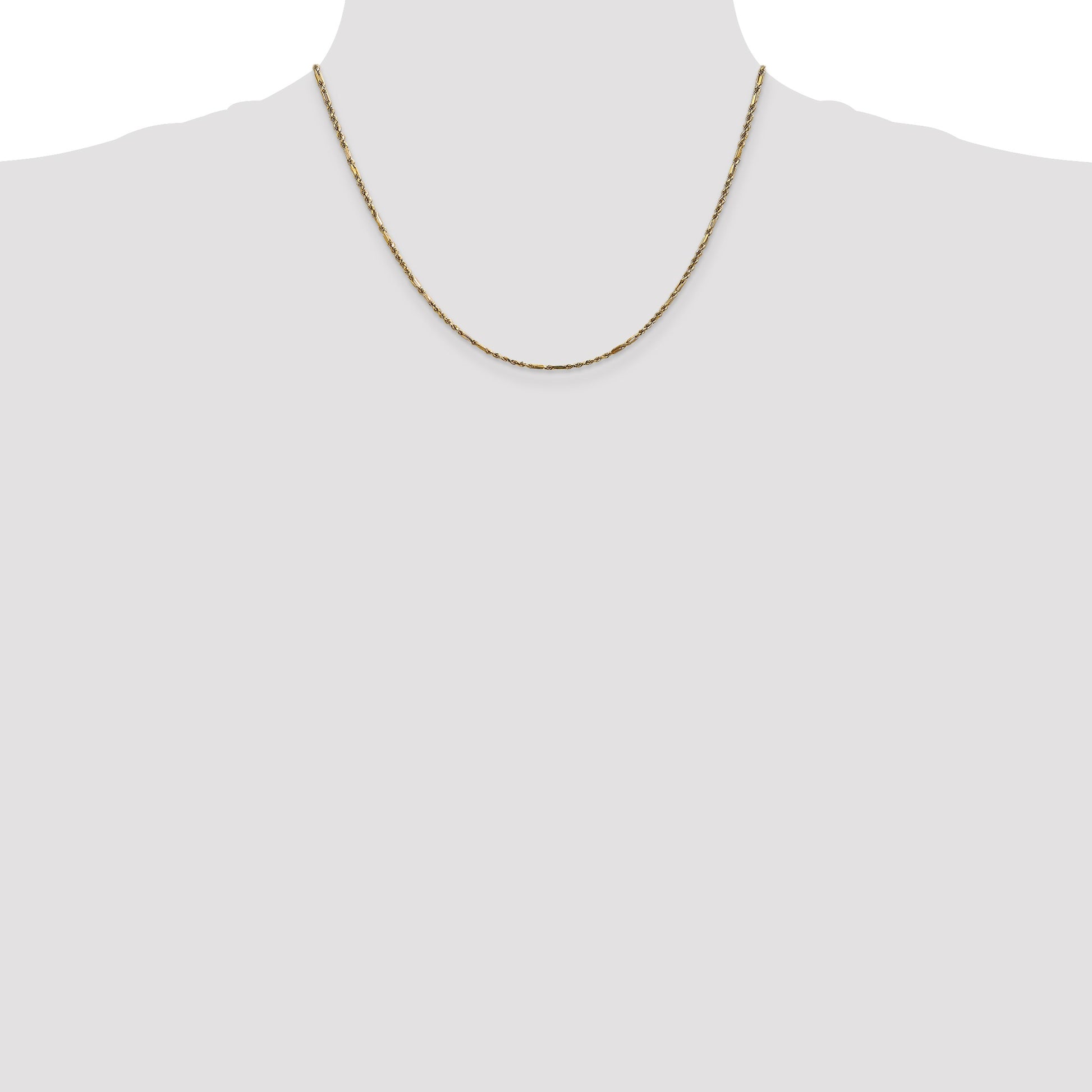 14K 18 inch  1.8mm Diamond-cut Milano Rope with Lobster Clasp Chain