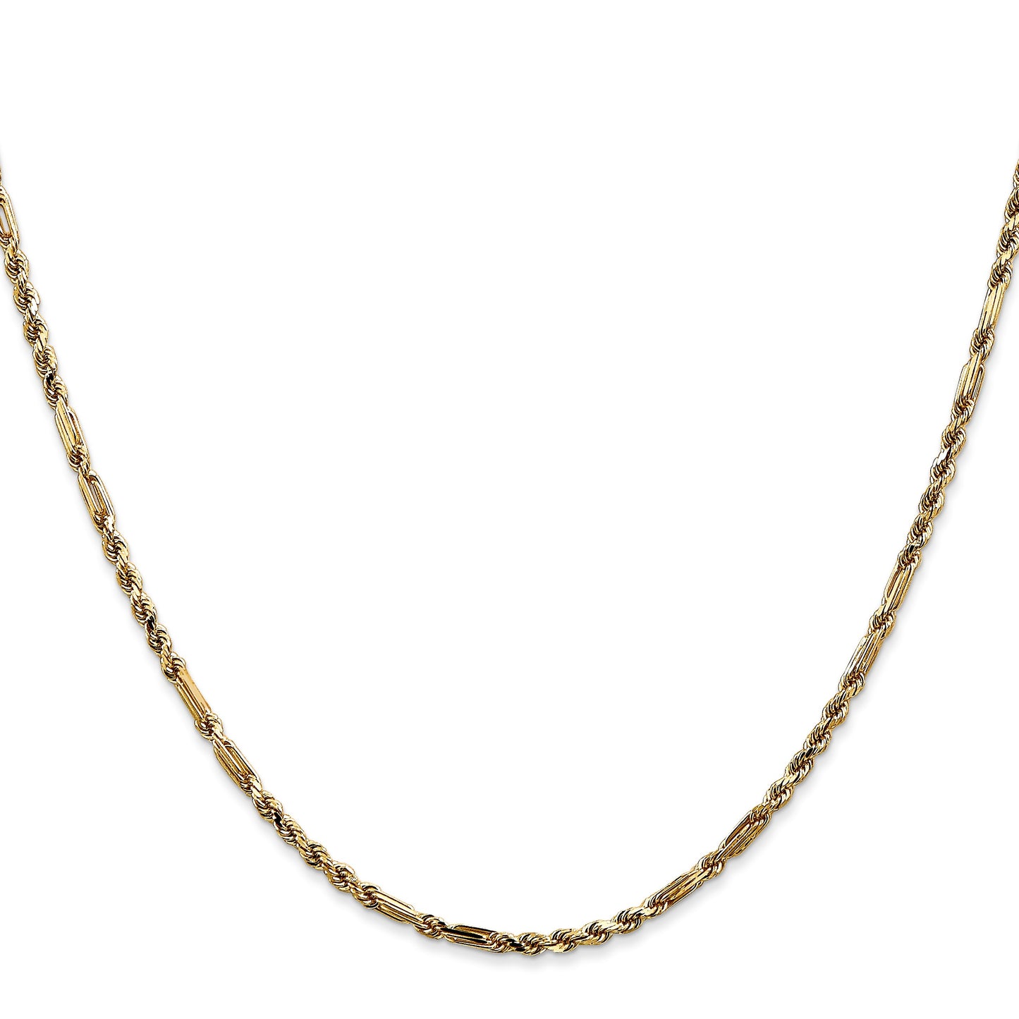 14K 18 inch  2.25mm Diamond-cut Milano Rope with Lobster Clasp Chain