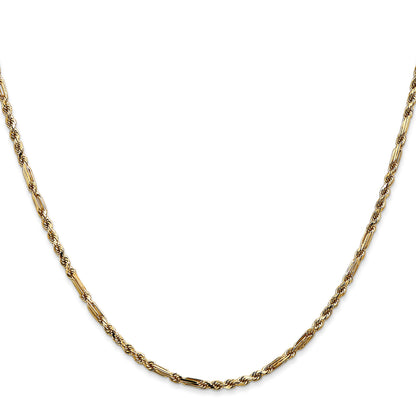 14K 18 inch  2.25mm Diamond-cut Milano Rope with Lobster Clasp Chain