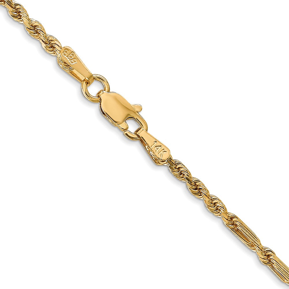 14K 20 inch  2.25mm Diamond-cut Milano Rope with Lobster Clasp Chain