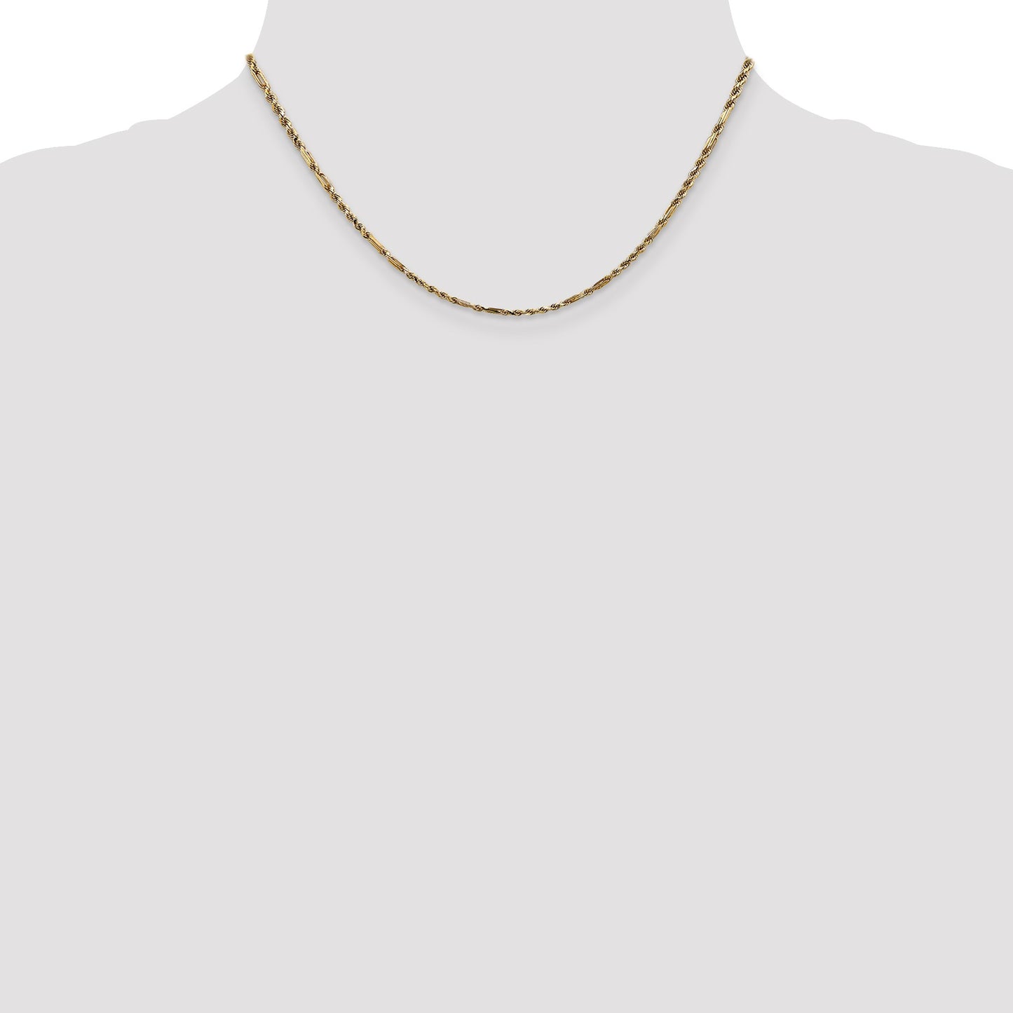 14K 16 inch  2.25mm Diamond-cut Milano Rope with Lobster Clasp Chain