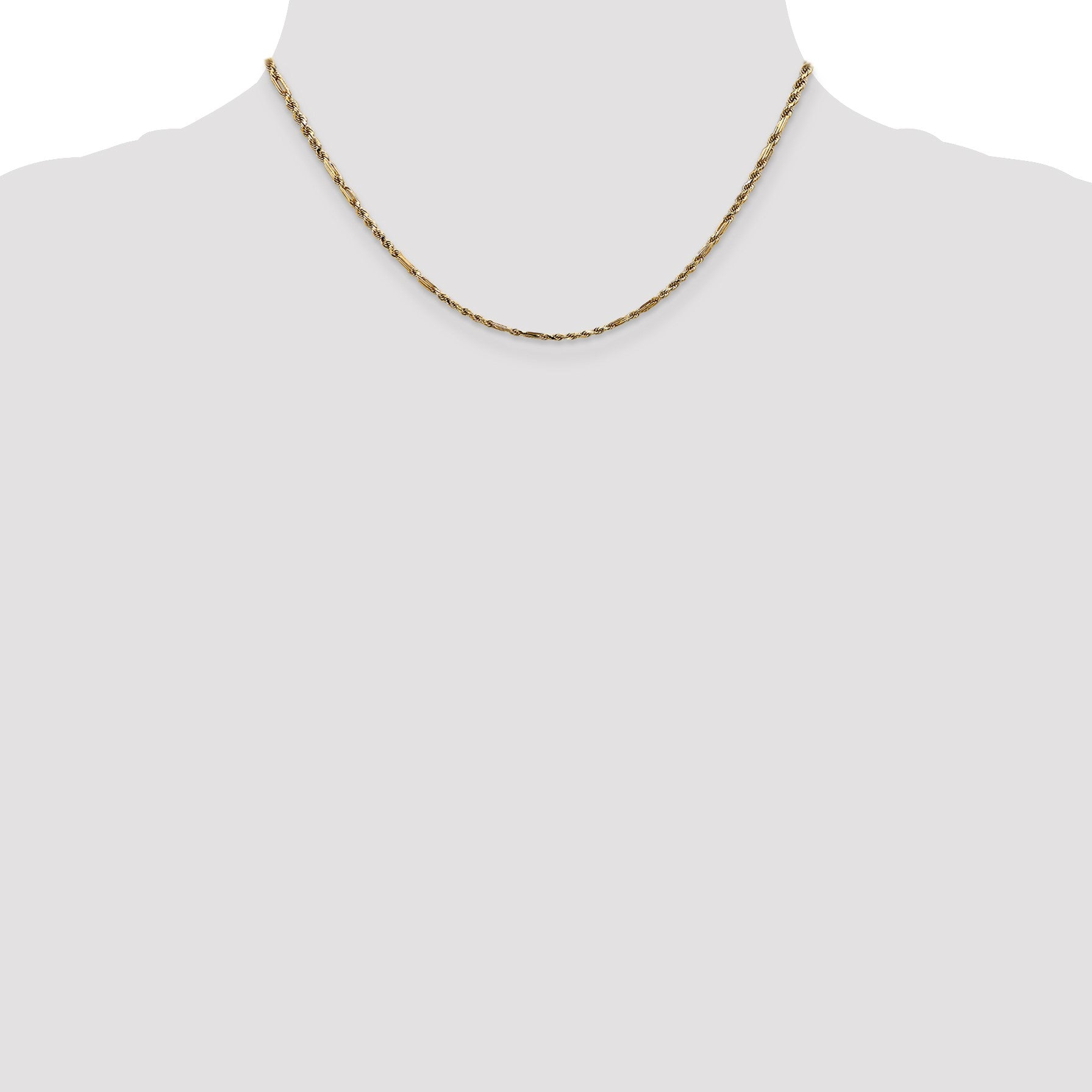 14K 16 inch  2.25mm Diamond-cut Milano Rope with Lobster Clasp Chain