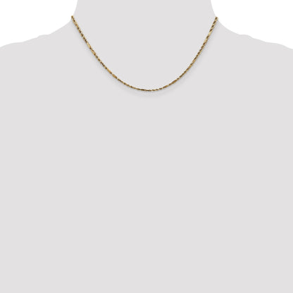 14K 16 inch  2.25mm Diamond-cut Milano Rope with Lobster Clasp Chain