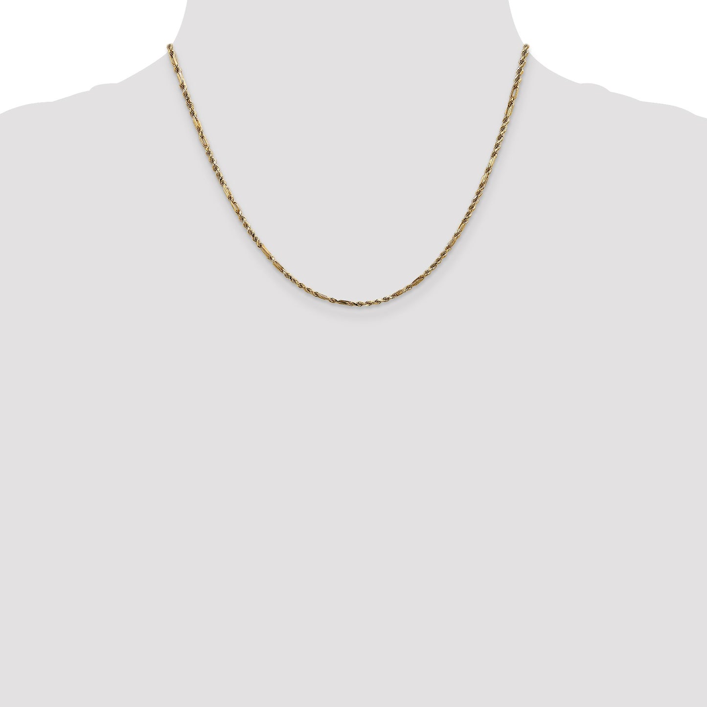 14K 18 inch  2.25mm Diamond-cut Milano Rope with Lobster Clasp Chain