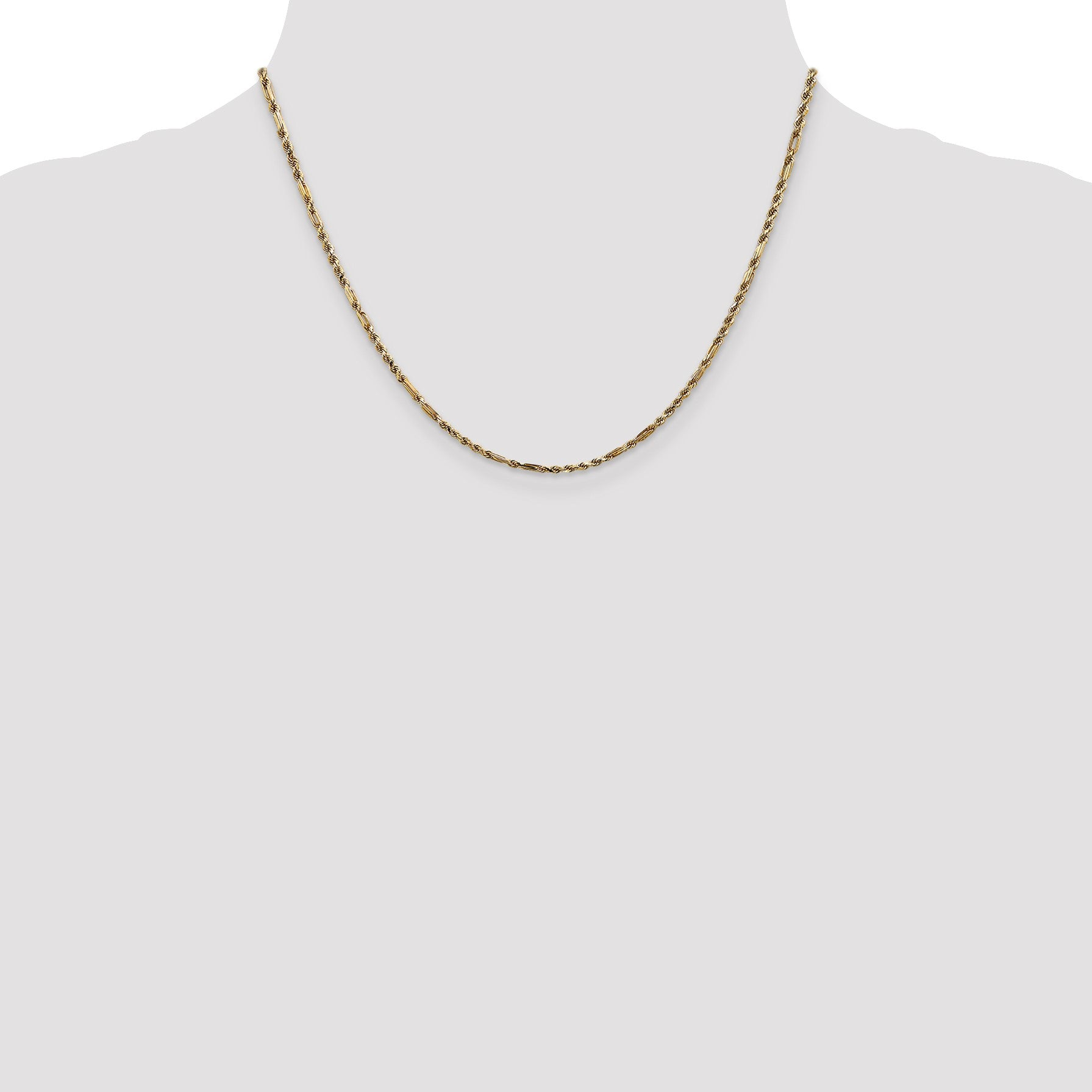 14K 18 inch  2.25mm Diamond-cut Milano Rope with Lobster Clasp Chain
