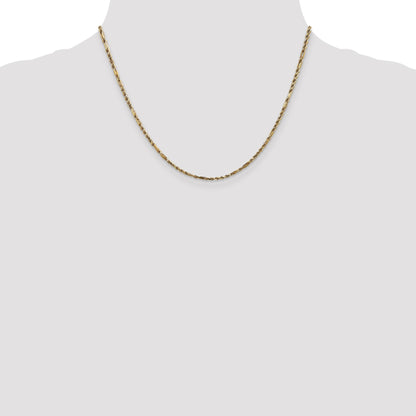 14K 18 inch  2.25mm Diamond-cut Milano Rope with Lobster Clasp Chain